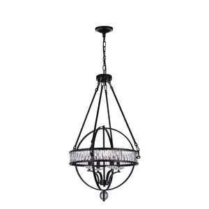 MrUL-Modern 4-Light Candle Style Globe Chandelier Black