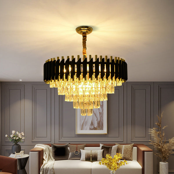 Nordic Modern Light Luxury Crystal Chandelier Black + Gold 550mm