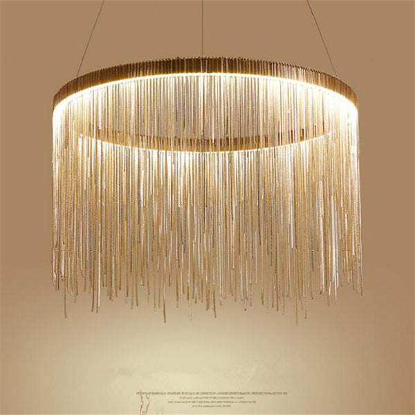 Modern LED Crystal Lustre Round Tassel Pendant Light