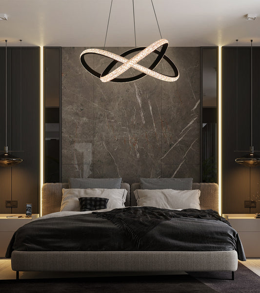 Modern Aluminum Metal Acrylic LED Pendant Light - Black