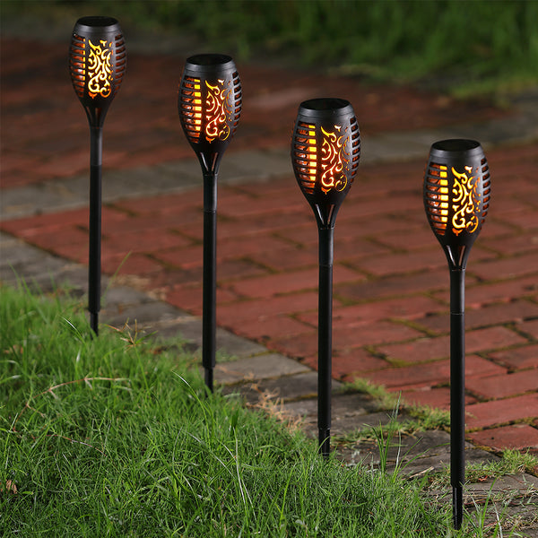Solar Powered Outdoor Torch Flame Light 2pcs