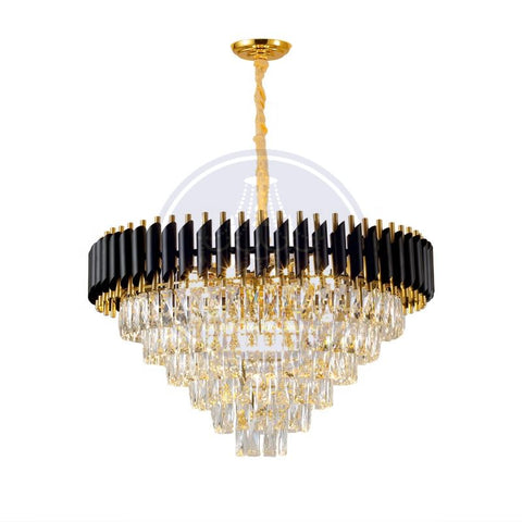 Nordic Modern Light Luxury Crystal Chandelier Black + Gold 750mm