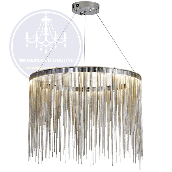 Modern LED Crystal Lustre Round Tassel Pendant Light