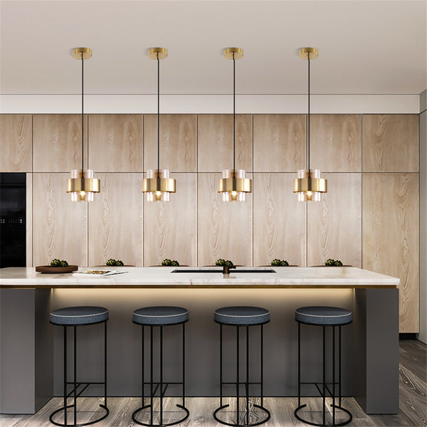 Glass Pendant Lamp Gold + Glass 2M Cable