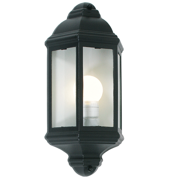 Outdoor Half Lantern Wall Lamp Black