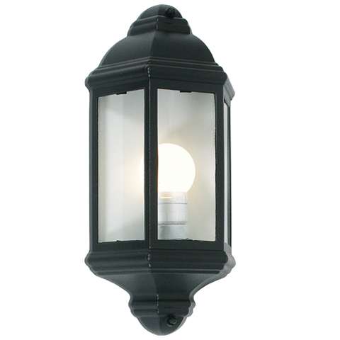 Outdoor Half Lantern Wall Lamp Black