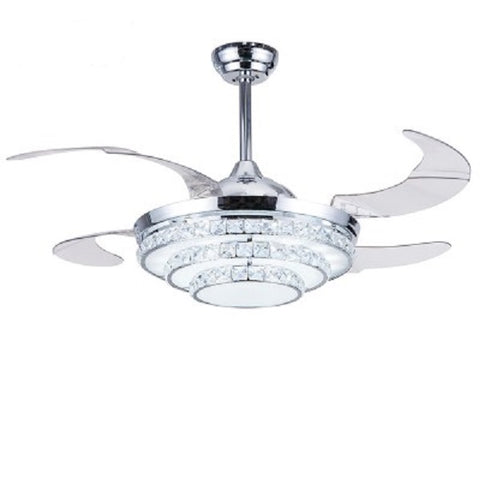 Retractable Crystal Ceiling Fan Light