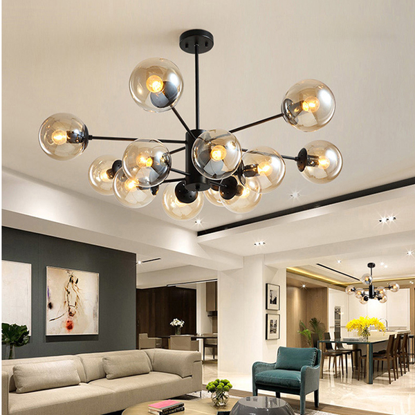 Modern 12 Glass Ball Chandelier