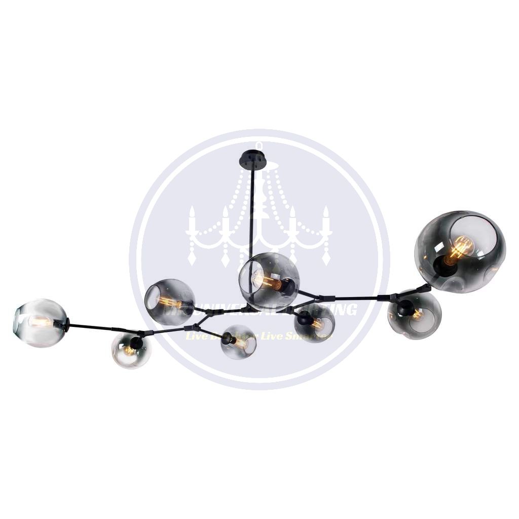 Retro Industrial Glass Pendant Lamp-8 Lights black