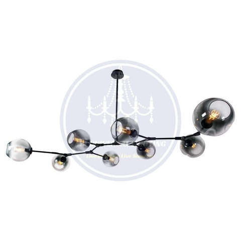 Retro Industrial Glass Pendant Lamp-8 Lights black