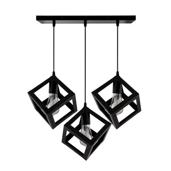 Modern Pendant Triple Square Black