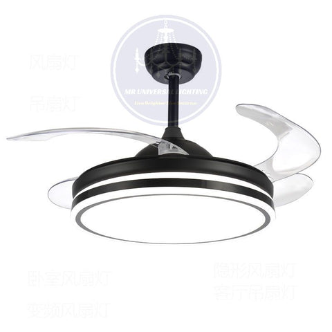Modern Retractable Ceiling Fan Light-Black