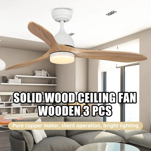 Modern 3 Blade Wood Style Ceiling Fan Lights White