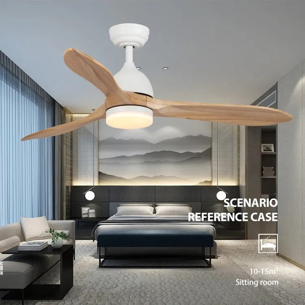 Modern 3 Blade Wood Style Ceiling Fan Lights White