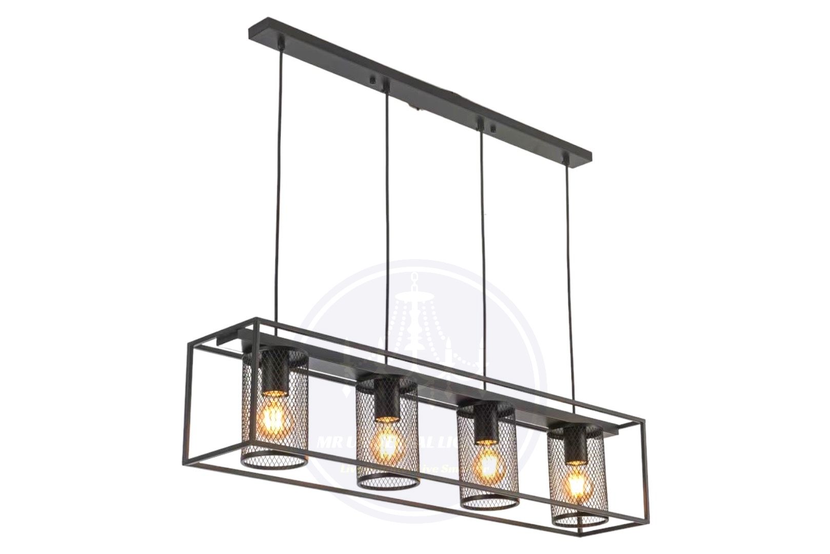 4 Light Indoor Metal Black and Mesh Finish Pendant Lamp