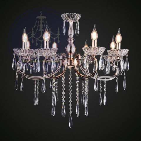 Luxury Gold + Black Pattern 8 Arms Crystal Chandelier
