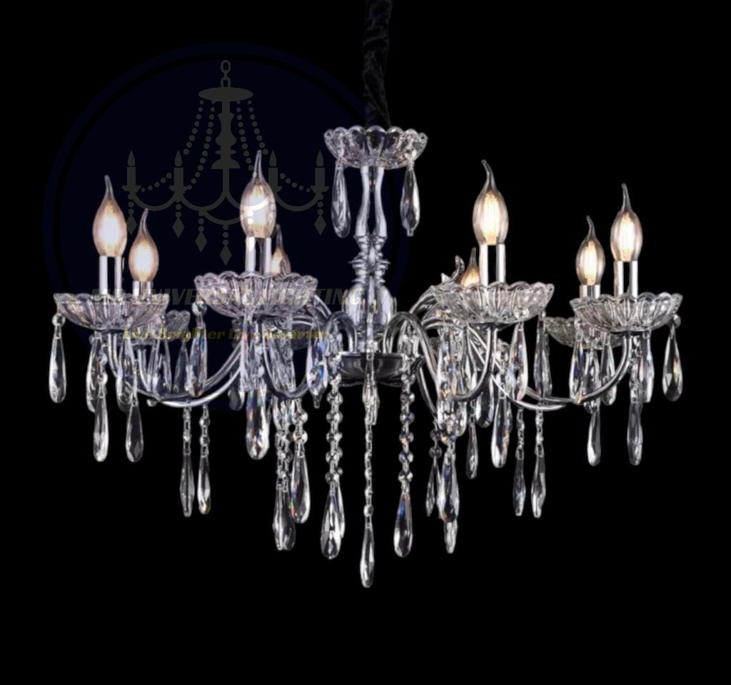 Modern Chrome 8 Arms Crystal Chandelier