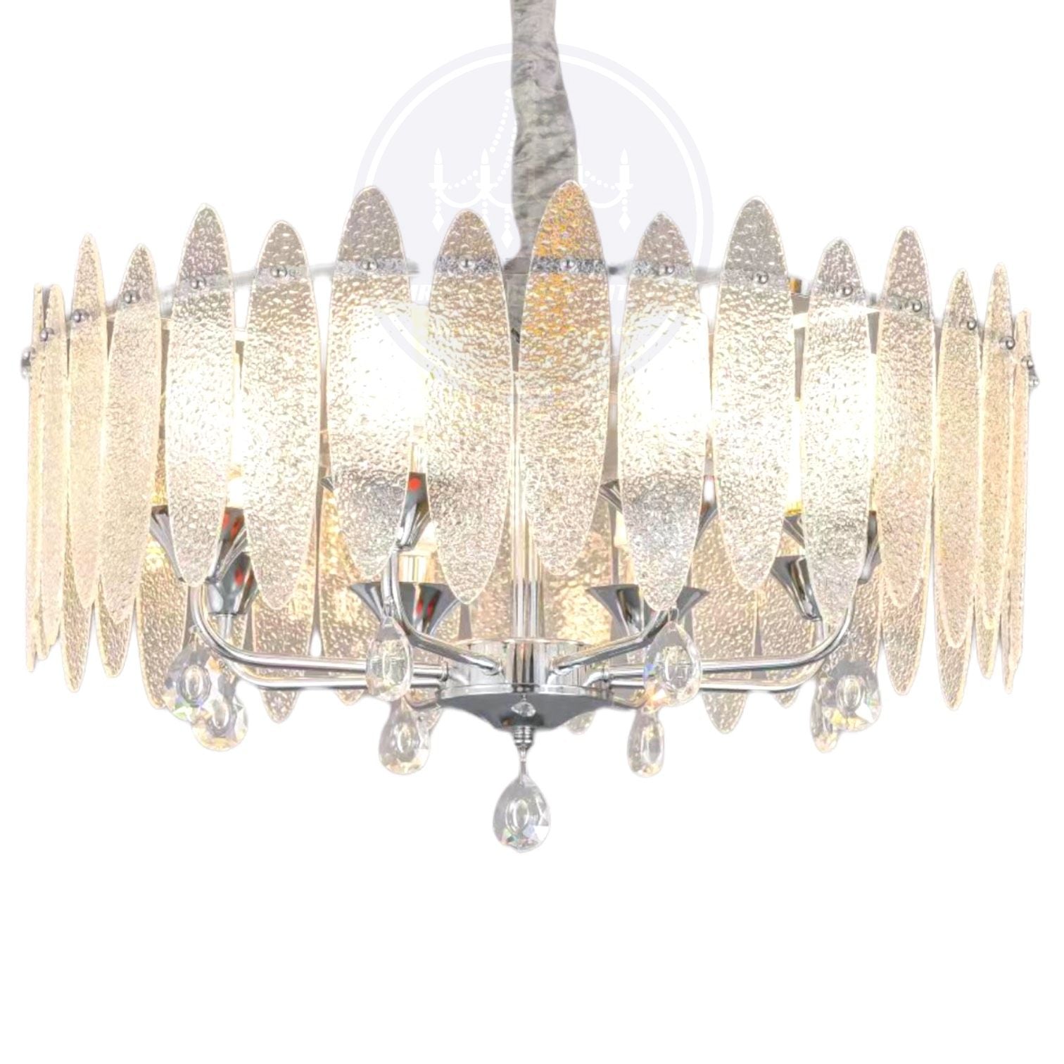 Modern Glass Chandelier Chrome