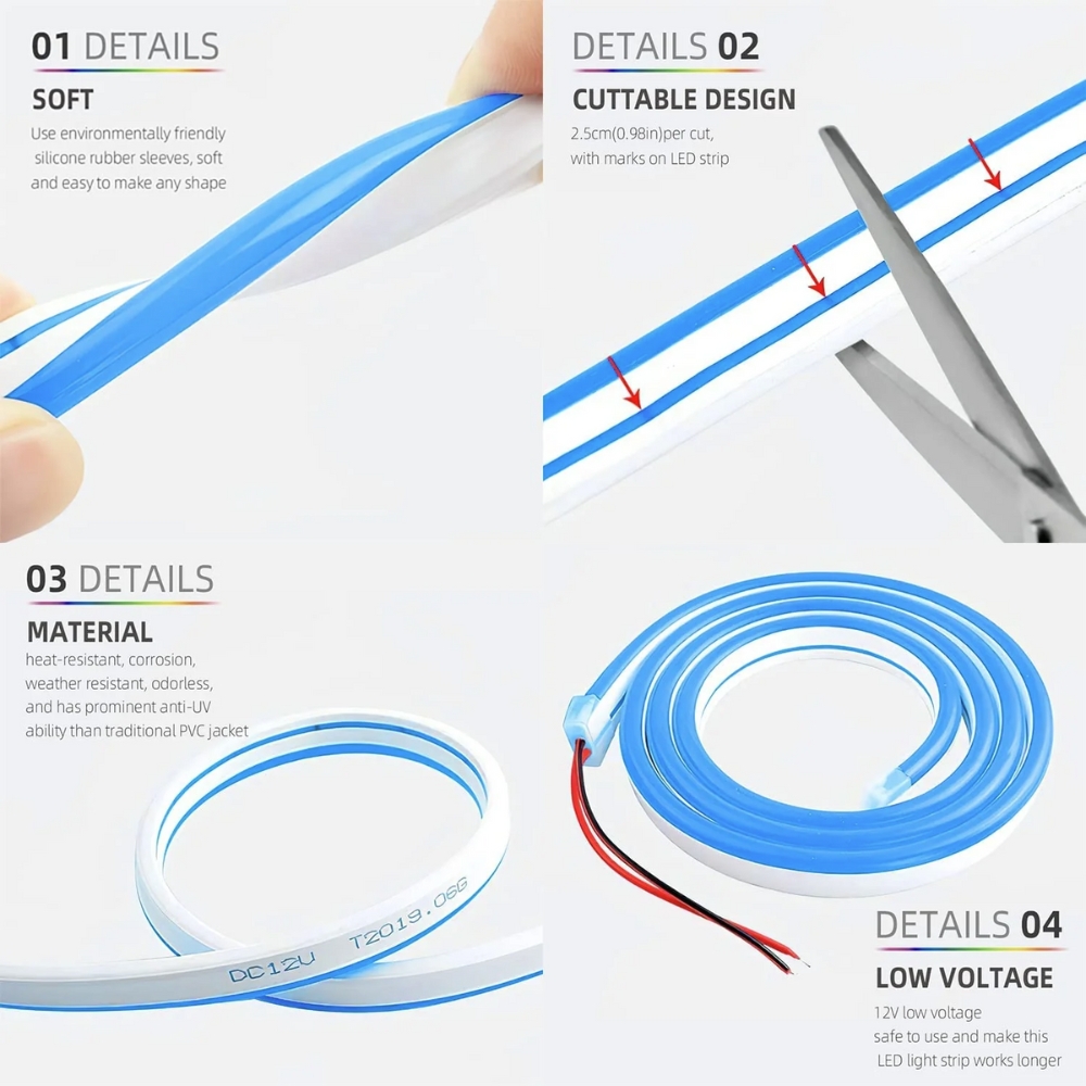 12V 5M Neon Flex LED Strip Lights - Image 2