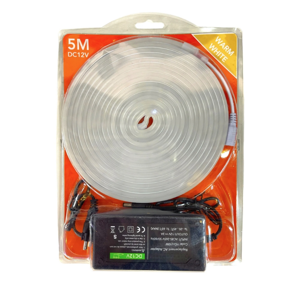 12V Neon Flex LED Strip Light 5M with Power Supply