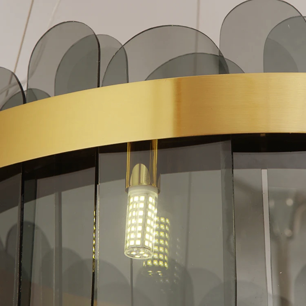 Crystal Chandelier Gold + Smoke Glass - Image 3