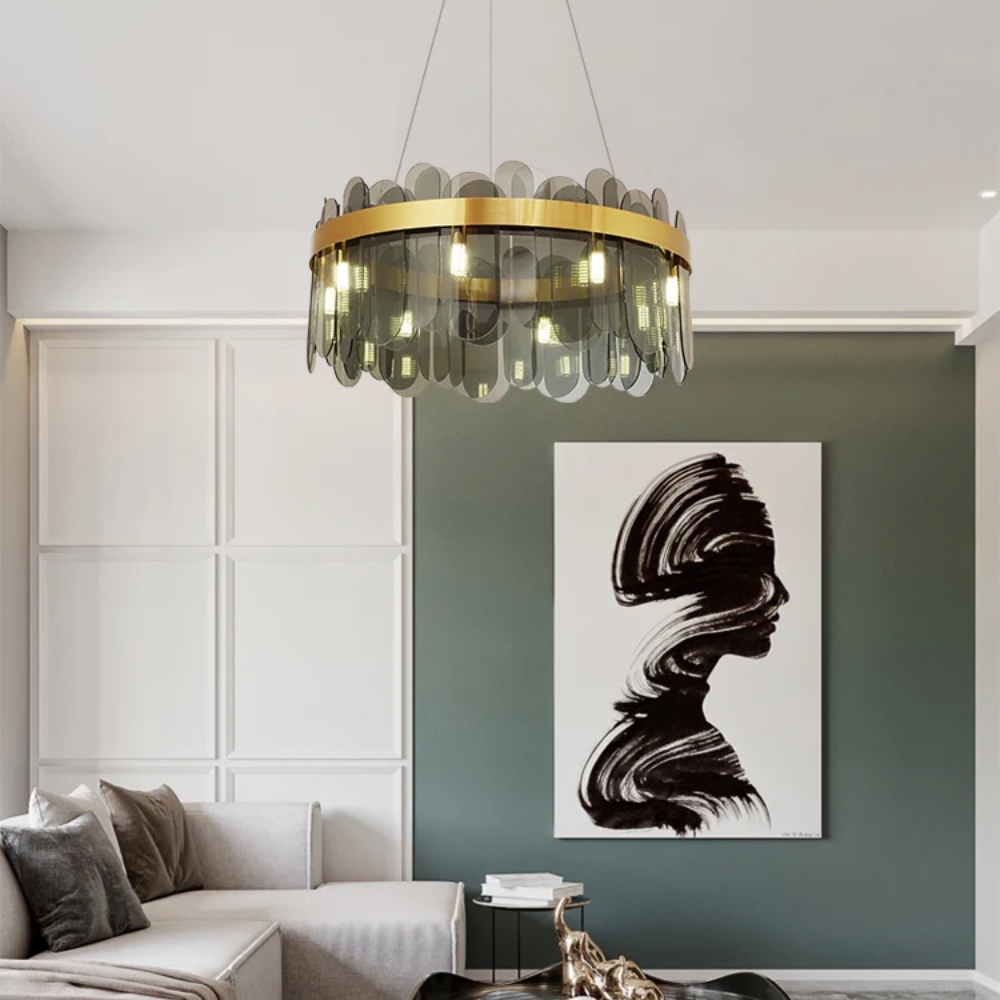 Crystal Chandelier Gold + Smoke Glass - Image 5
