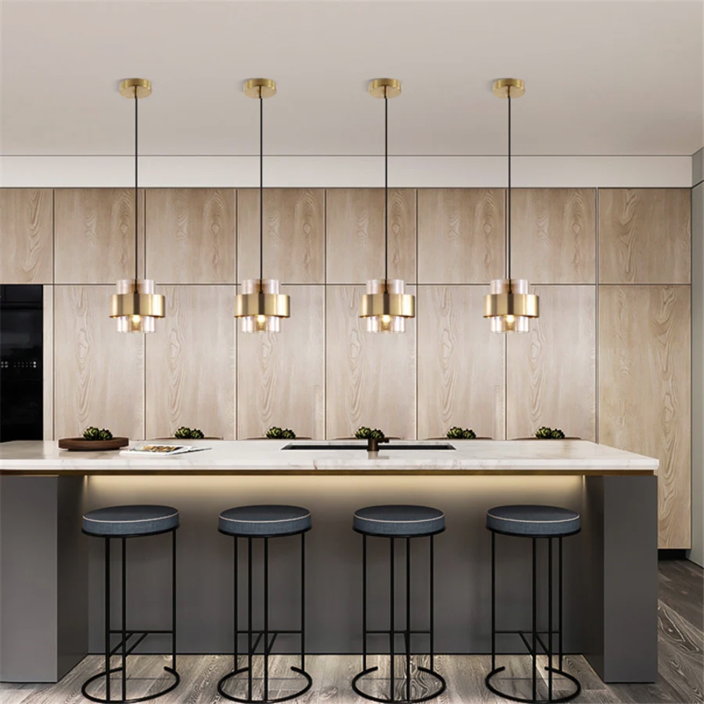 Glass Pendant Lamp Gold + Glass 2M Cable - Image 5