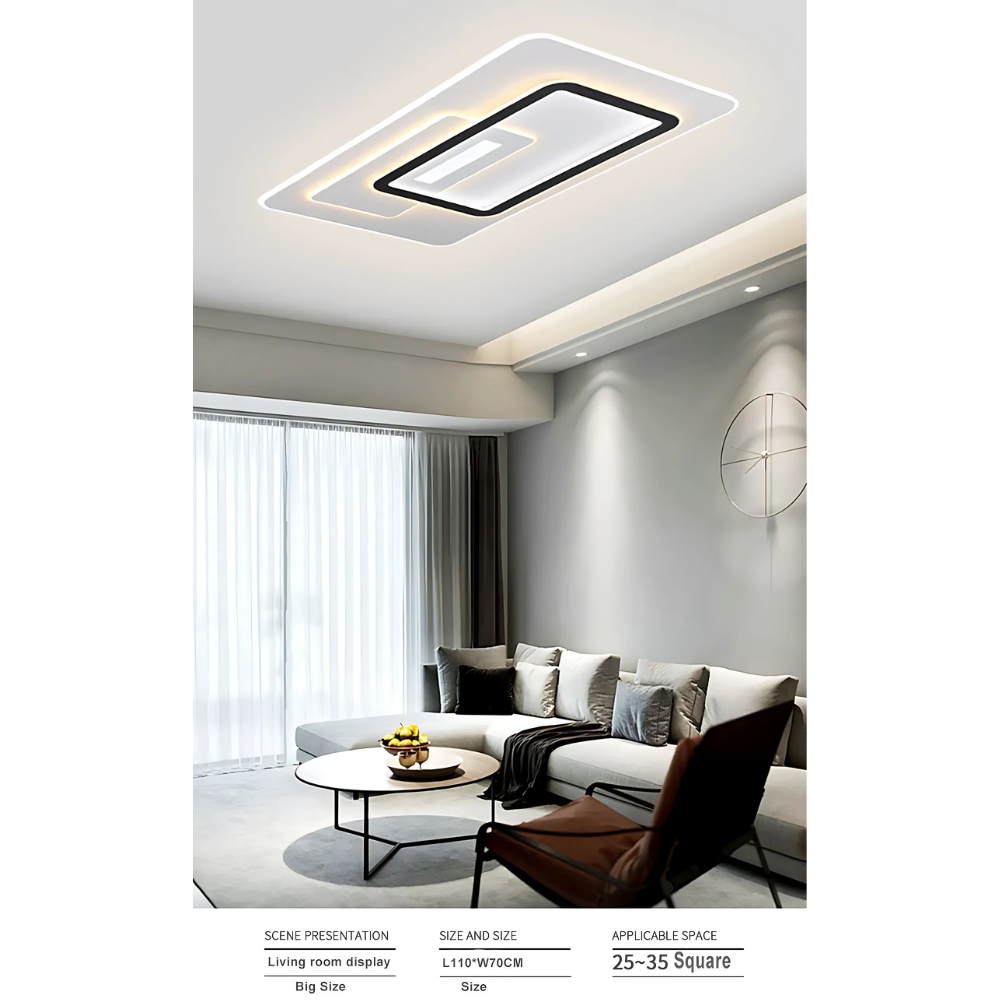 Modern Acrylic LED Ceiling Light Triple Square - Large - Image 3