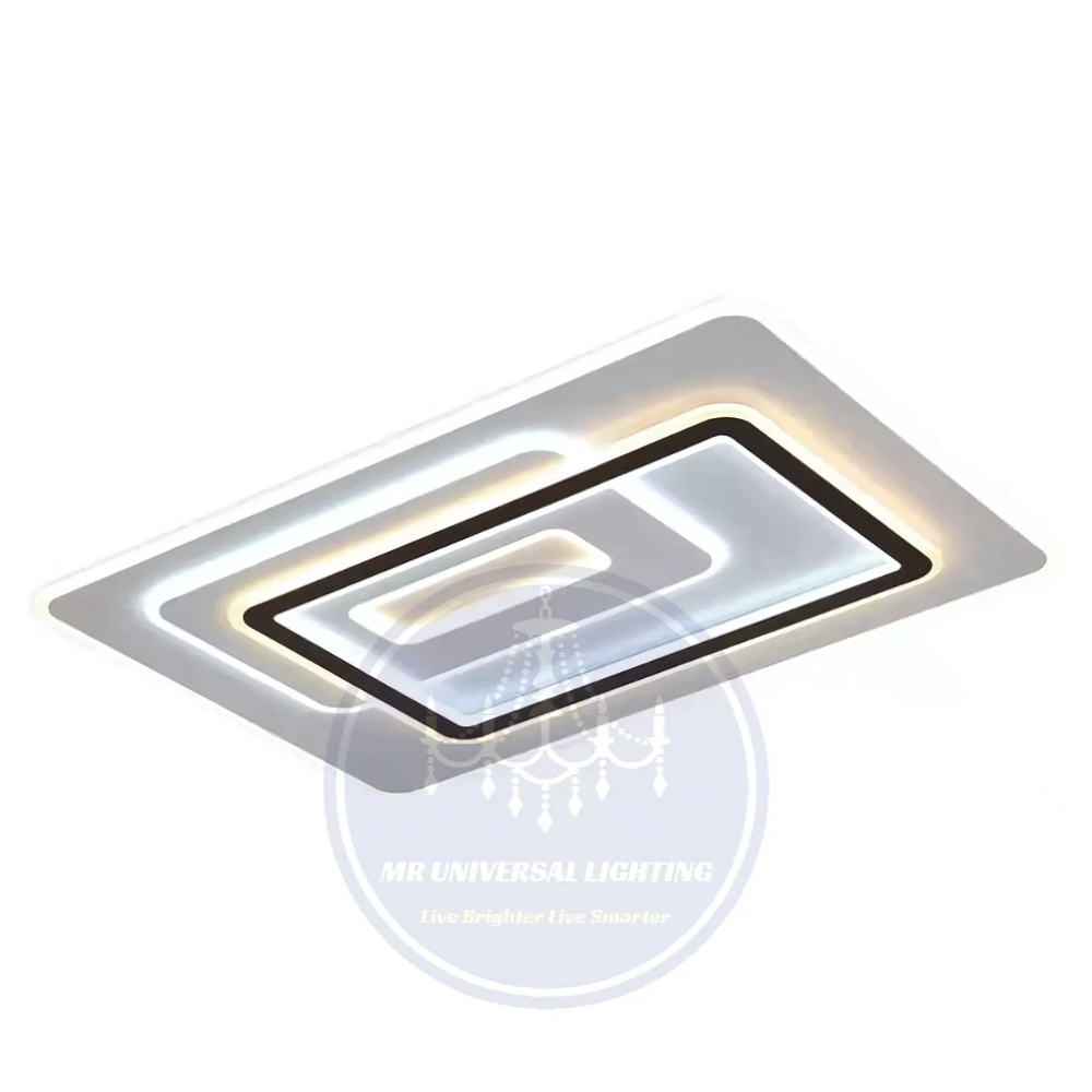 Modern Acrylic LED Ceiling Light Triple Square - Large