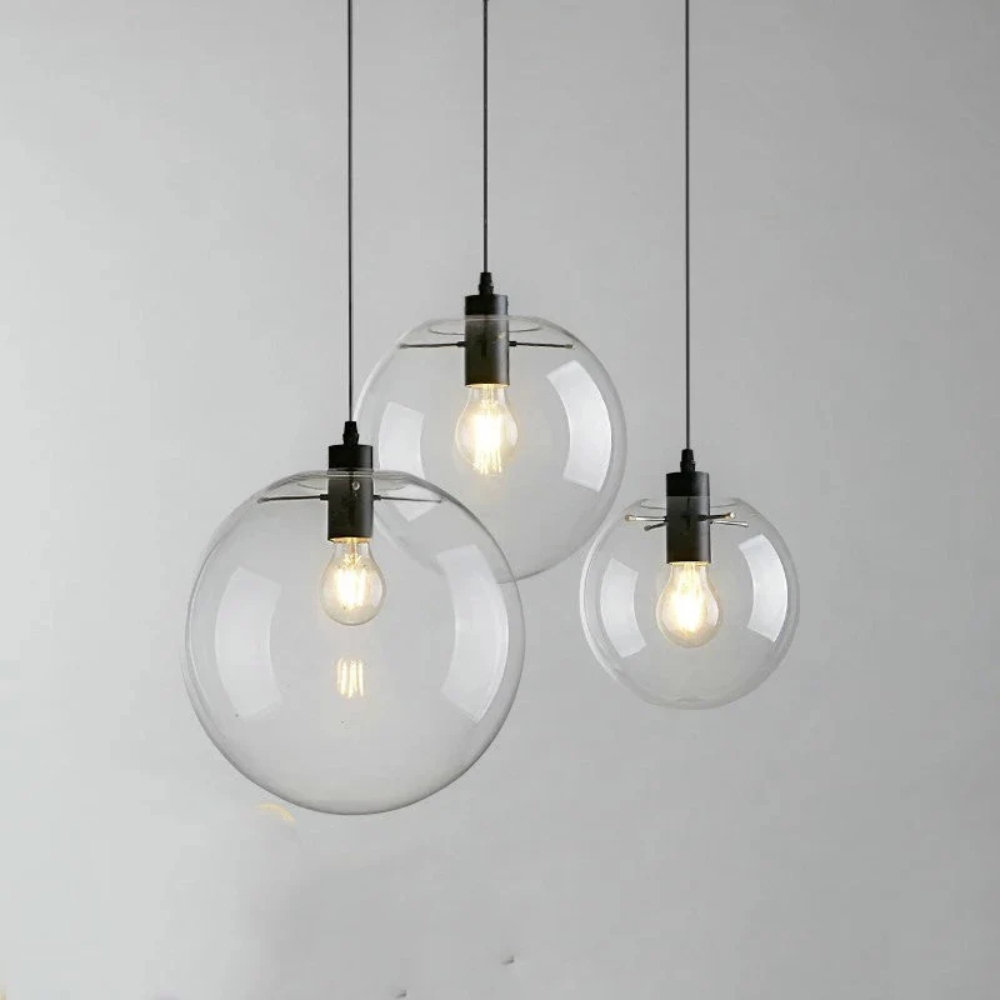 Modern Glass Ball Pendant Lamp Black - Image 2