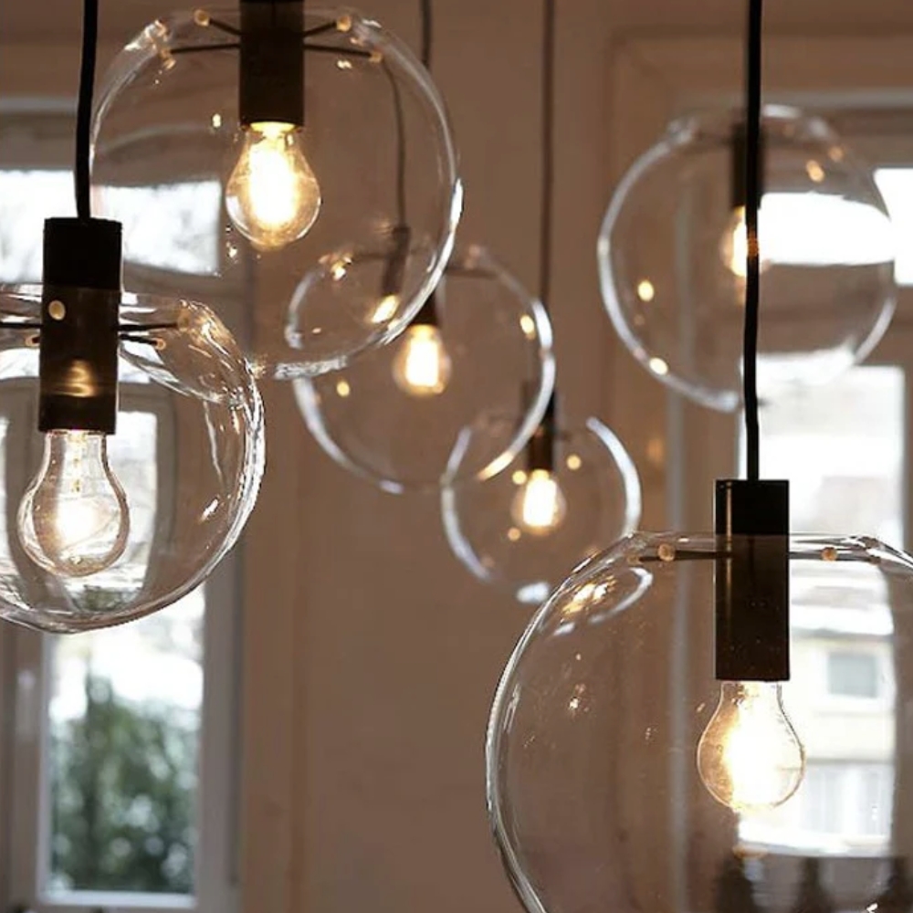 Modern Glass Ball Pendant Lamp Black - Image 4
