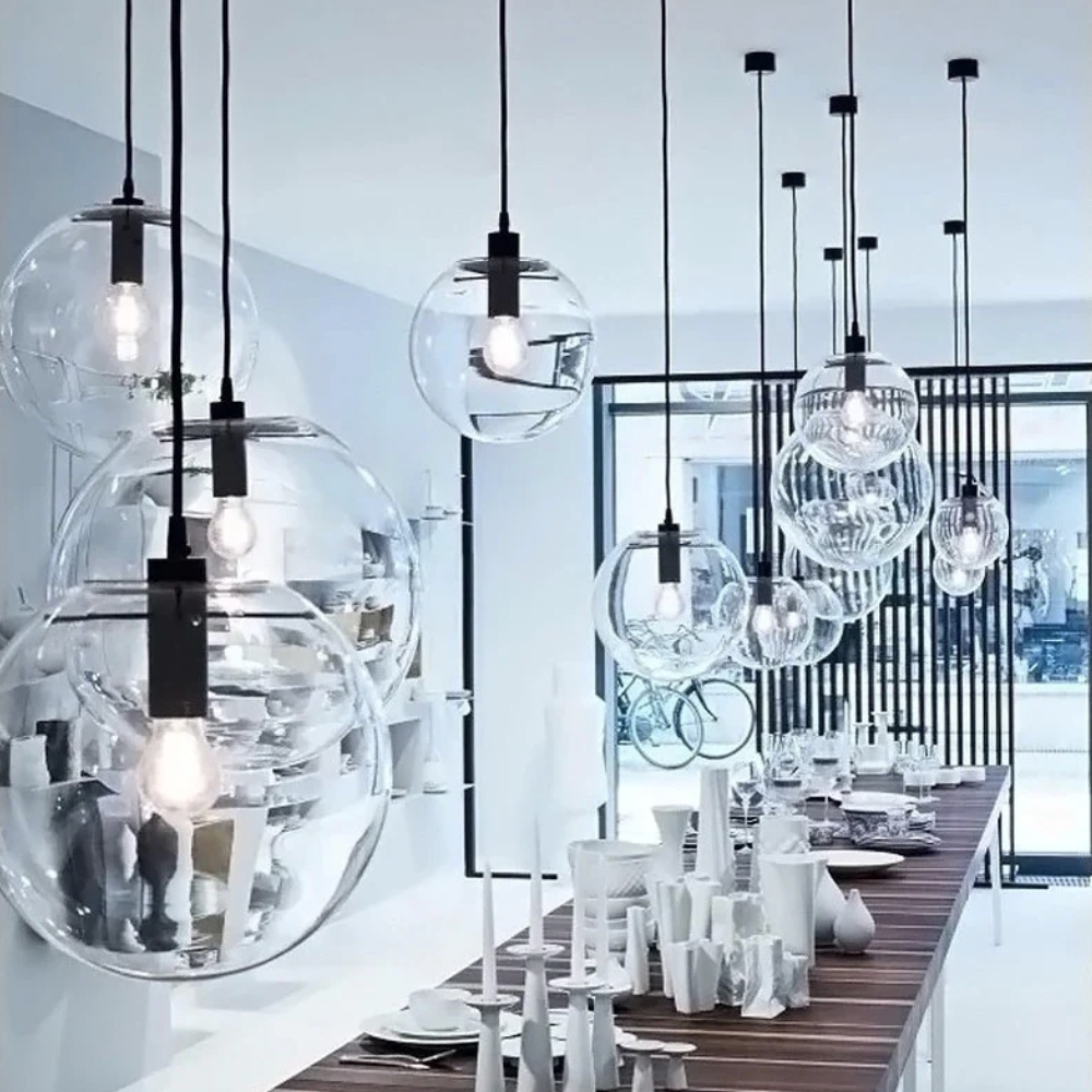 Modern Glass Ball Pendant Lamp Black - Image 3