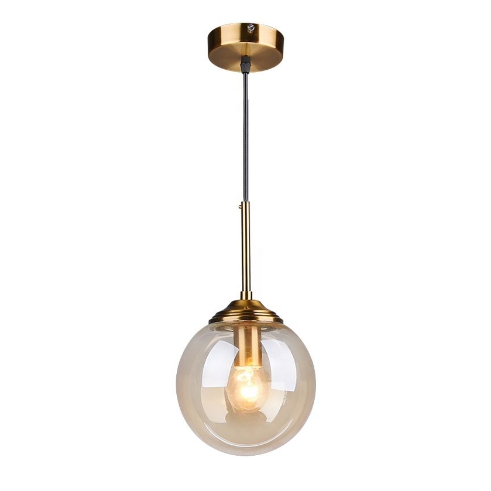 Nordic Glass Ball Pendant Lights Amber + Gold