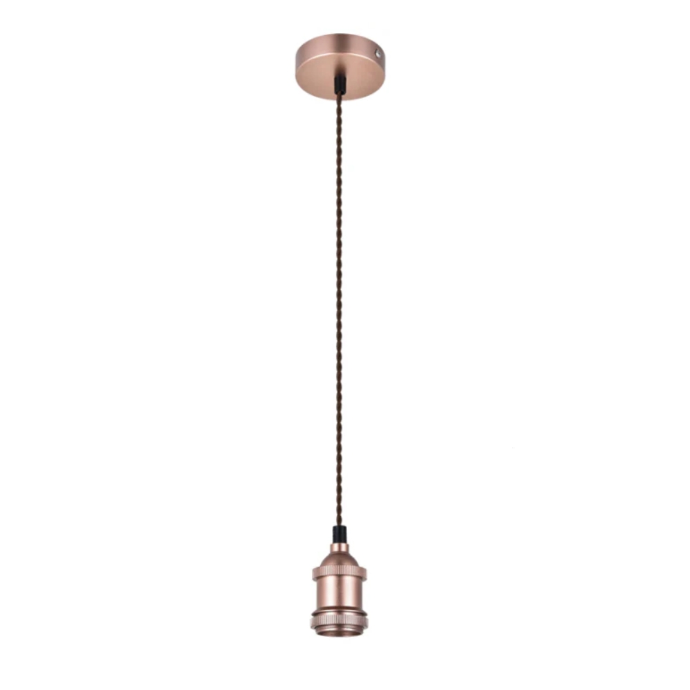 Rose Gold Colour Pendant with Brown Twist Cord