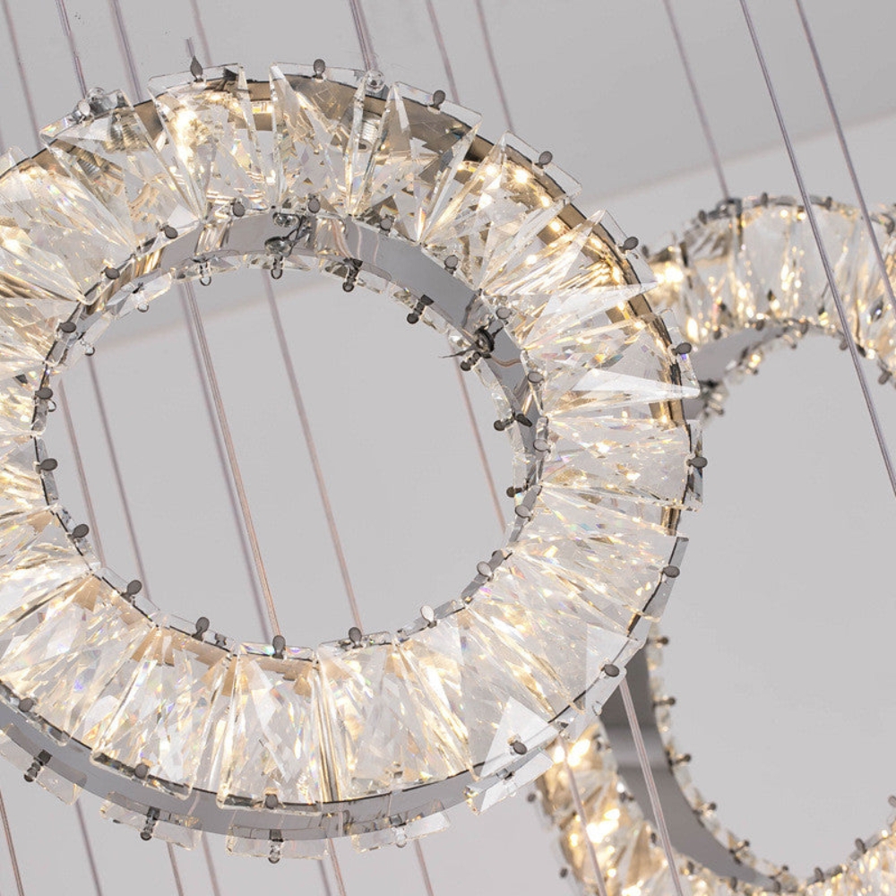 Stairs Lighting Chrome Finish Long Crystal LED Chandelier - Image 5