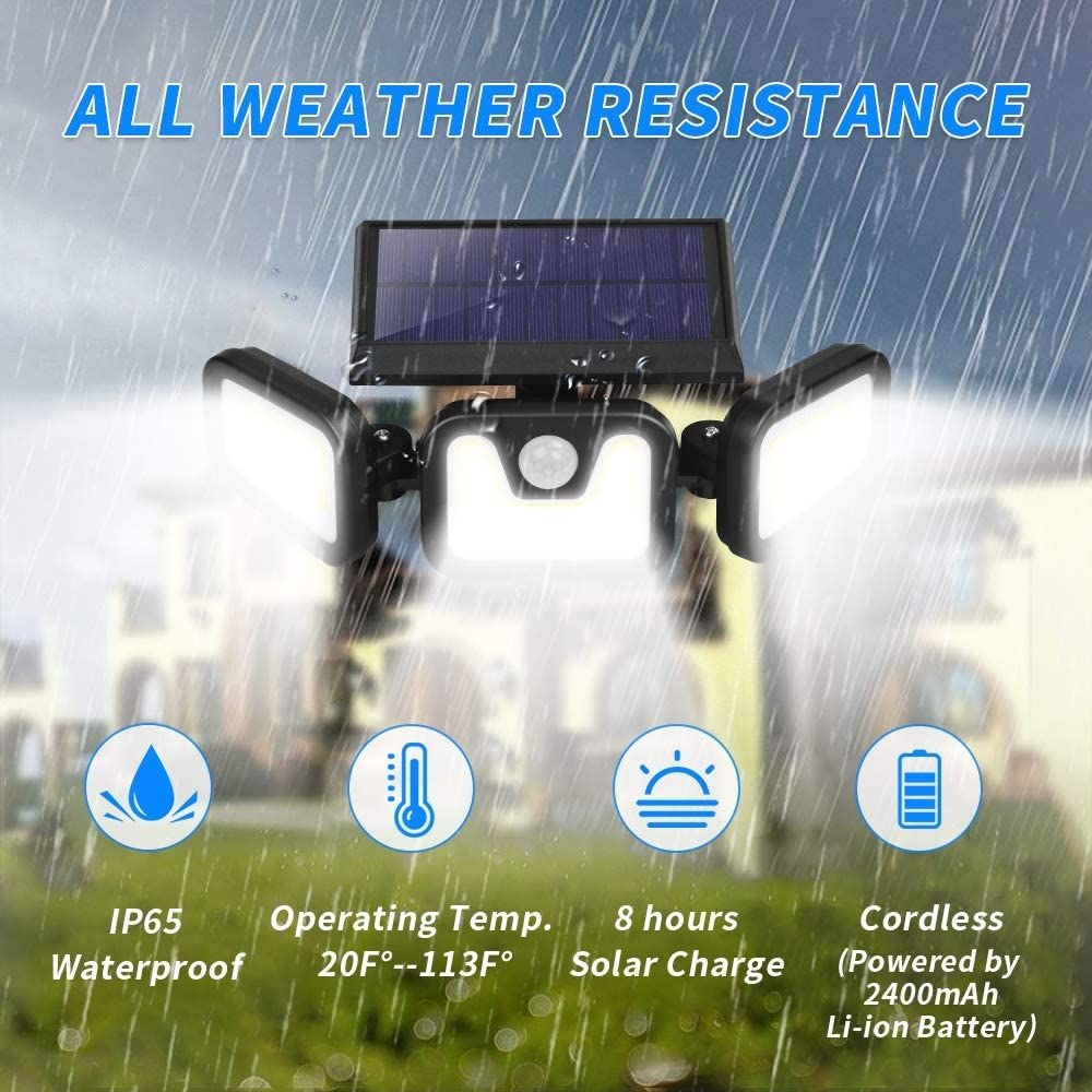 Solar Motion Sensor Outdoor Light-3 Head Cob - Image 2