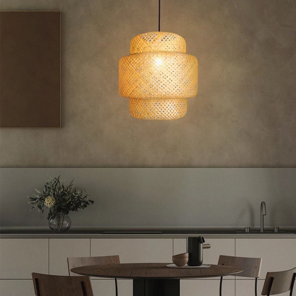 Tropical Style Double Layer Bamboo Rattan Pendant Lamp - Image 7