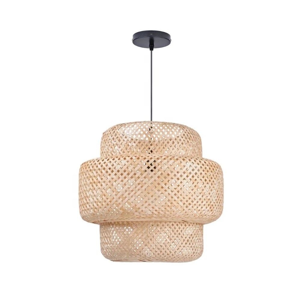 Tropical Style Double Layer Bamboo Rattan Pendant Lamp
