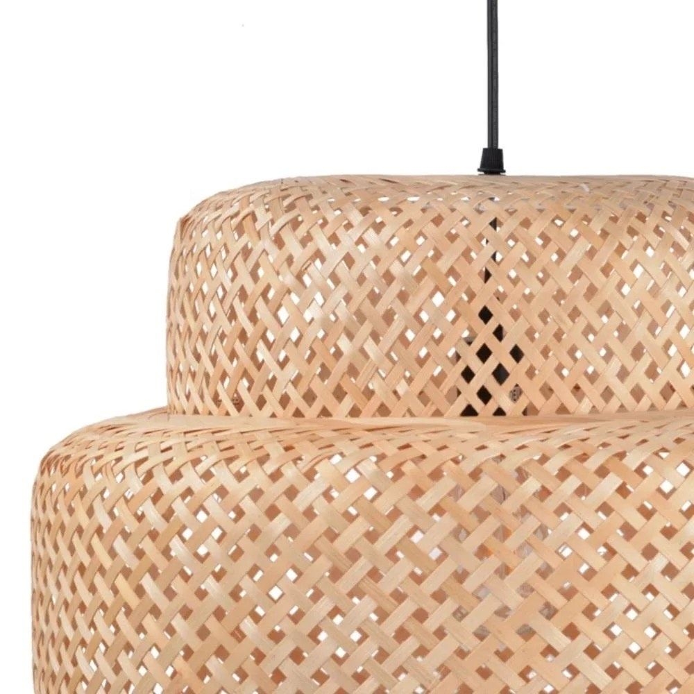 Tropical Style Double Layer Bamboo Rattan Pendant Lamp - Image 4