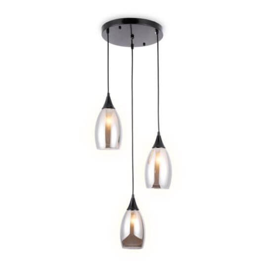 3-piece Black Smoke Glass Modern Pendant Lamp