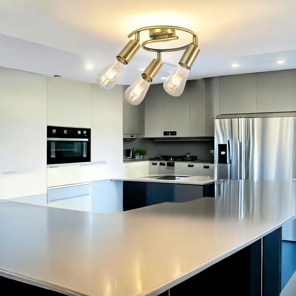 Brushed Nickel 3-Way Spiral Spotlight Ceiling Light