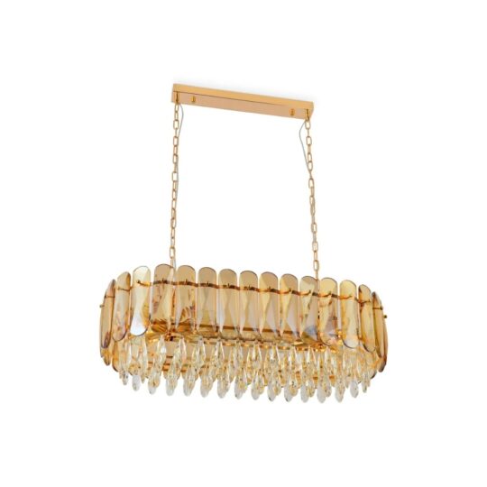 Crystal Luxury Oval Chandelier Light Amber Gold