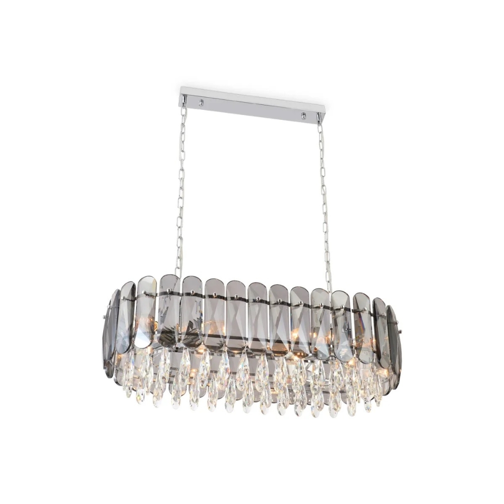 Crystal Luxury Oval Chandelier Light Smoky Chrome
