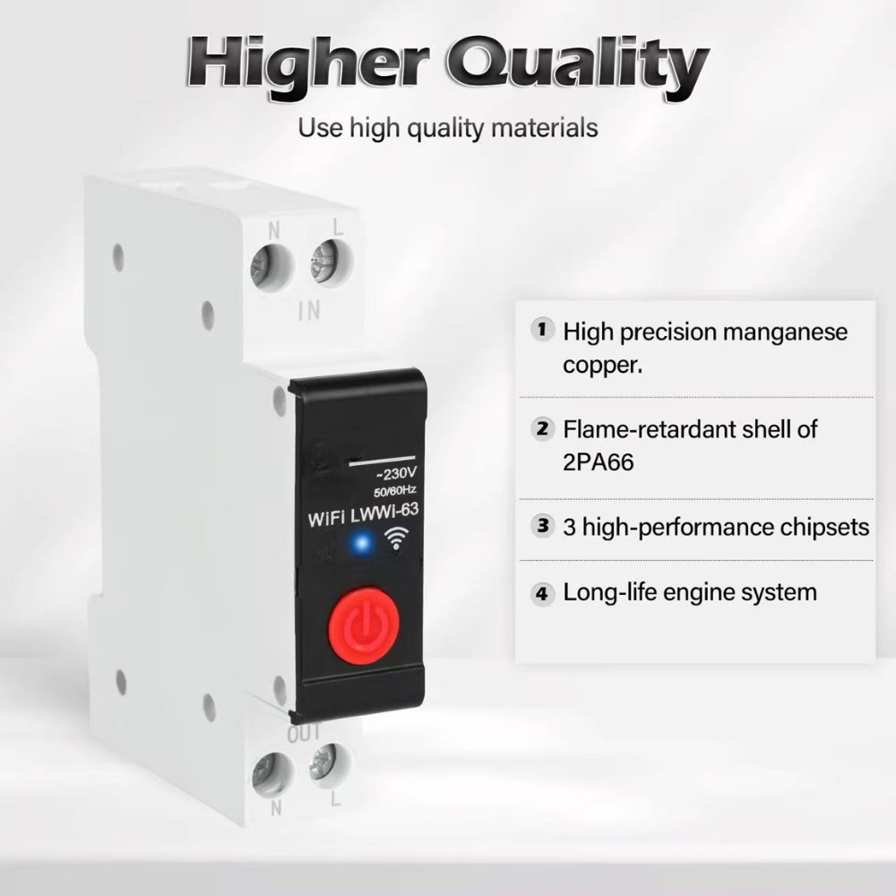 Wireless Circuit Breaker 63A Wi-Fi Din Rail Switch-MRUL