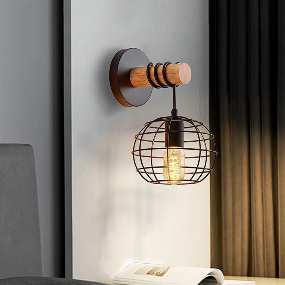 Antique Black Wrought Iron Loft Wall Lamp - Image 4