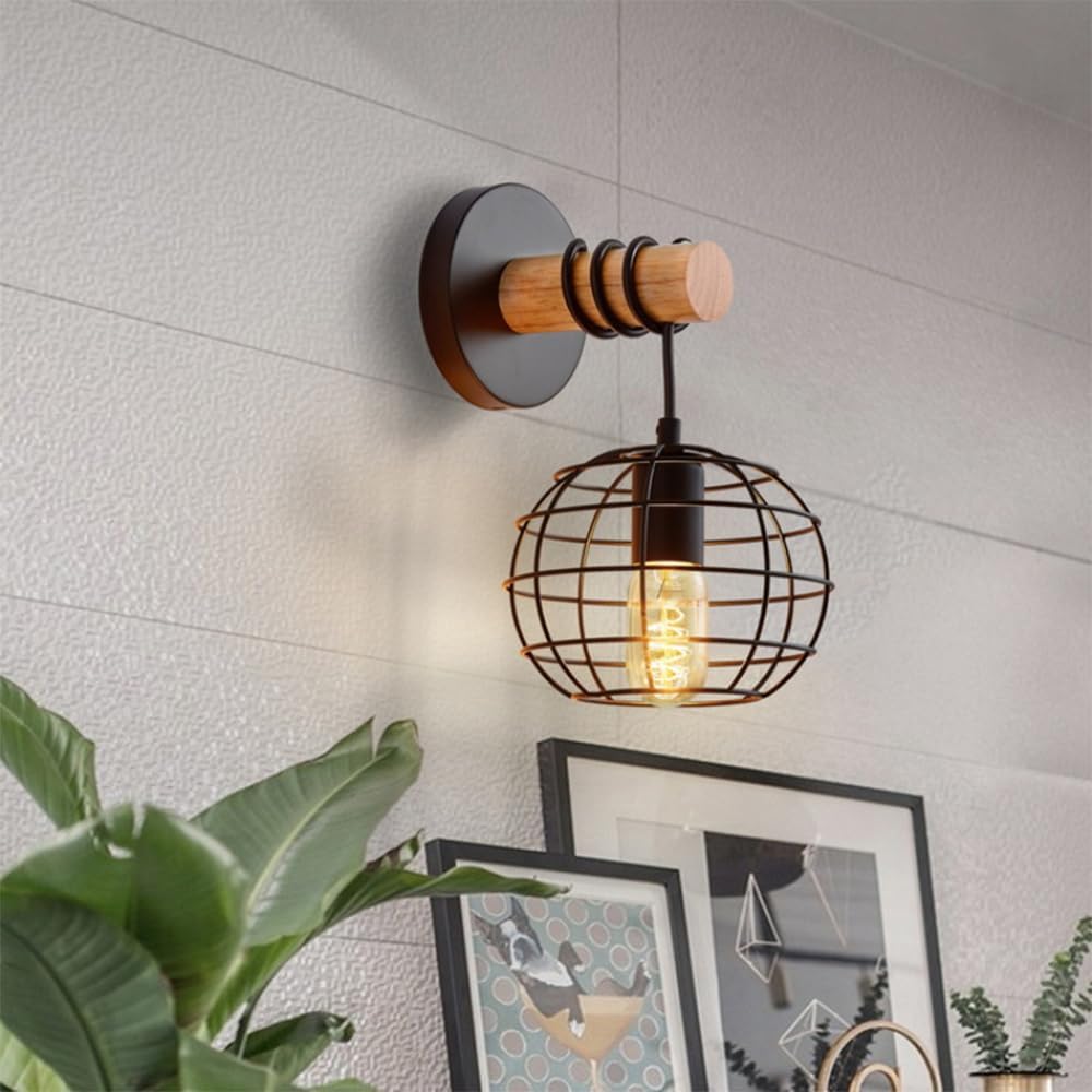 Antique Black Wrought Iron Loft Wall Lamp - Image 5