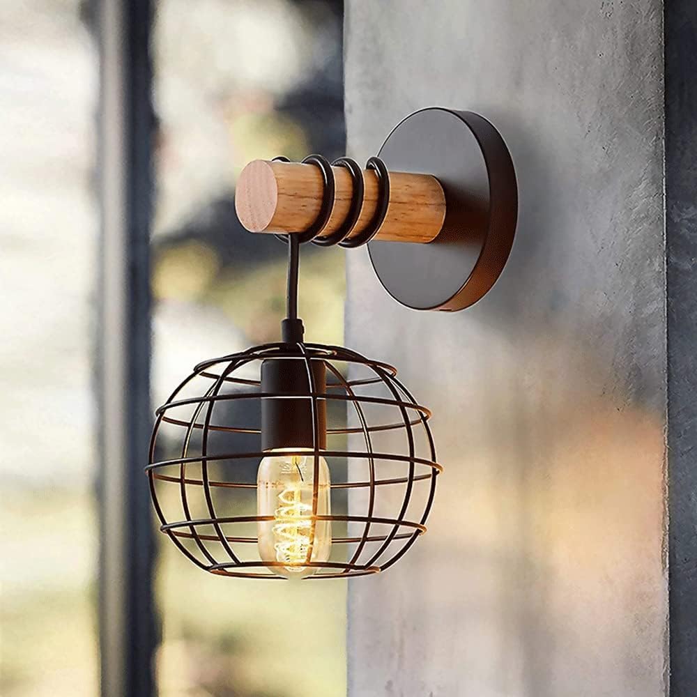 Antique Black Wrought Iron Loft Wall Lamp - Image 3