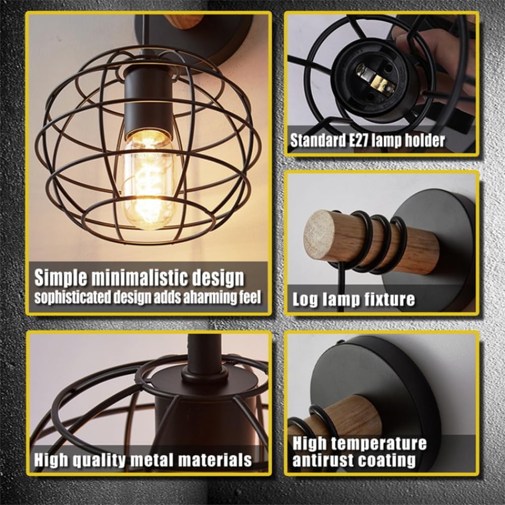Antique Black Wrought Iron Loft Wall Lamp - Image 2
