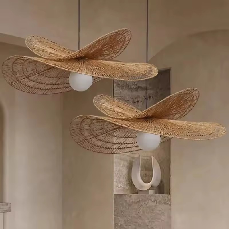 Double Natural Rattan Pendant Light - Image 5