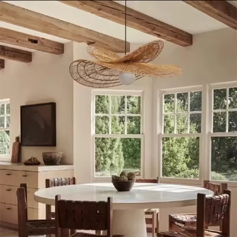 Double Natural Rattan Pendant Light - Image 6